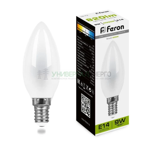 Лампа светодиодная Feron LB-73 Свеча E14 9W 4000K 25957
