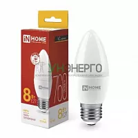 Лампа светодиодная LED-СВЕЧА-VC 8Вт свеча 3000К тепл. бел. E27 760лм 230В IN HOME 4690612020440