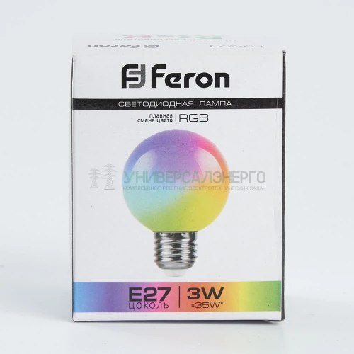Лампа светодиодная Feron LB-371 Шар матовый E27 3W RGB плавная сменая цвета 38115 фото 2