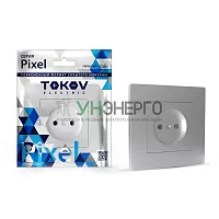 Розетка 1-м СП Pixel 16А IP20 без заземл. в сборе алюм. TOKOV ELECTRIC TKE-PX-R1F-C03