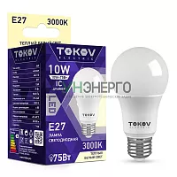 Лампа светодиодная 10Вт А60 3000К Е27 176-264В TOKOV ELECTRIC TKE-A60-E27-10-3K