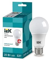Лампа светодиодная Eco 20Вт A60 грушевидная 4000К нейтр. бел. E27 230В IEK LLE-A60-20-230-40-E27