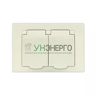 Розетка 2-м СП Афина 16А IP20 с заземл. c крышкой в сборе сл. кость (ivory) Universal A0031-I