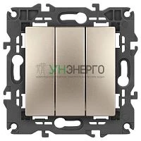 Выключатель 3-кл. СП Elegance 14-1107-04 10А IP20 250В 10AX механизм шампань Эра Б0034253
