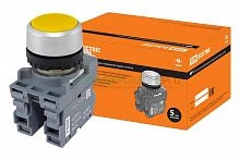 Кнопка MP1-20Y в сборе d22мм 1з+1р желтая TDM