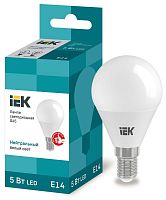 Лампа светодиодная ECO G45 5Вт шар 4000К бел. E14 450лм 230-240В IEK LLE-G45-5-230-40-E14