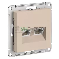 Розетка компьютерная 2-м AtlasDesign RJ45+RJ45 кат.5E механизм песочн. SE ATN001285 Розетка компьютерная 2-м AtlasDesign RJ45+RJ45 кат.5E механизм песочн. SE ATN001285