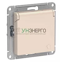 Розетка 1-м СП AtlasDesign 16А IP20 с заземл. защ. шторки с крышкой механизм беж. SE ATN000246