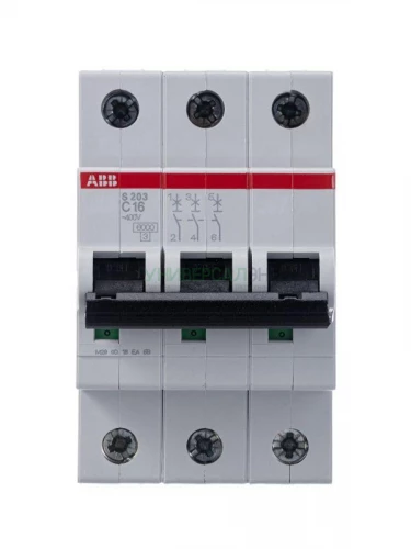 Выключатель автоматический модульный 3п C 16А 6кА S203 C16 ABB 2CDS253001R0164 фото 2