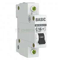 Выключатель автоматический 1п C 16А 4.5кА ВА 47-29 (уп.3шт) Basic EKF mcb4729-1-16C-3