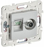 Розетка двойная TV+RJ45 кат.5E SKANDY SK-A14S серебр. IEK SK-AK20-1-K23