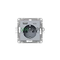Розетка СП Эпика 16А с 2 USB-A+С с заземл. защ. шторки механизм алюм. EKF UP1-SOA-111-USBA+USBC Розетка СП Эпика 16А с 2 USB-A+С с заземл. защ. шторки механизм алюм. EKF UP1-SOA-111-USBA+USBC