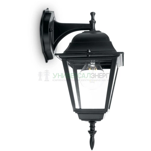 Светильник садово-парковый Feron 4102/PL4102 четырехгранный на стену вниз 60W E27 230V, черный 11016