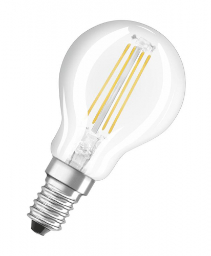 Лампа светодиодная филаментная LED STAR CLASSIC P 40 4W/827 4Вт шар 2700К тепл. бел. E14 470лм 220-240В прозр. стекл. OSRAM 4058075068377 фото 2