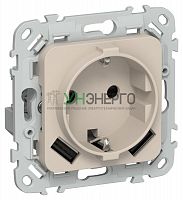 Розетка 1-м СП FLITE РСЮша11-1-ФлЛ 16А с USB A+A 3.1А с заземл. с защ. шторками безвинтовое крепление механизм льняной IEK FI-R14-16-1-U21-D31-K88 Розетка 1-м СП FLITE РСЮша11-1-ФлЛ 16А с USB A+A 3.1А с заземл. с защ. шторками безвинтовое крепление механизм льняной IEK FI-R14-16-1-U21-D31-K88