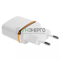 Устройство зарядное сетевое USB (СЗУ) (5В 2100мА) бел. с зол. полоской Rexant 18-2222