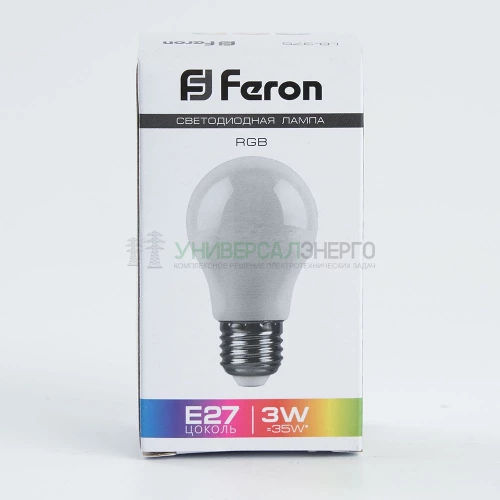Лампа светодиодная Feron LB-375 E27 3W матовый RGB плавная сменая цвета 38118 фото 5