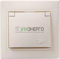 Розетка 1-м СП Кварта РСбш10-3-ККм 16А IP20 с заземл. защ. шторки с крышкой крем. IEK ERK12-K33-16-DM