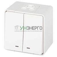 Выключатель 2-кл. ОП Эксперт 11-1505-01 10А IP55 250В 10AX с подсветкой бел. Эра Б0063282 Выключатель 2-кл. ОП Эксперт 11-1505-01 10А IP55 250В 10AX с подсветкой бел. Эра Б0063282