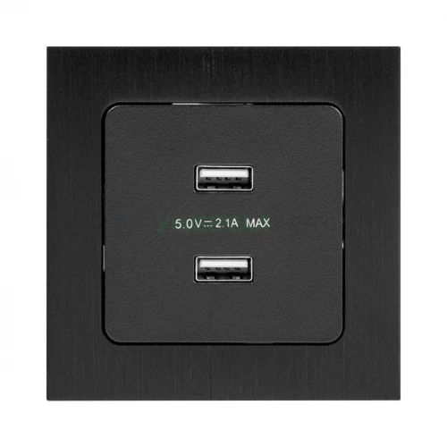 Розетка USB 2-м Стокгольм 2.1А механизм черн. PROxima EKF EZR16-028-10-2USB фото 9