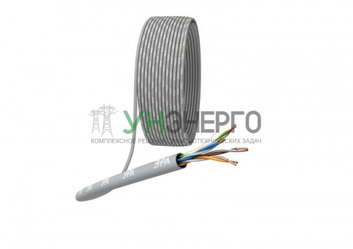 Кабель витая пара U/UTP кат.5E 4х2х24AWG solid CU PVC сер. (м) Эра Б0044429