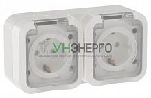 Розетка 2-м ОП TORS 16А IP55 TS322 горизонт. с заземл. с крышкой бел. IEK TS-R26-16-55-G-K01