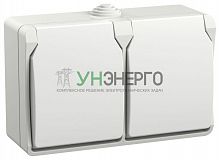 Розетка 2-м ОП Форс РСб22-3-ФБ 16А IP54 с заземл. защ. шторки бел. IEK ERS22-K01-16-54-DC