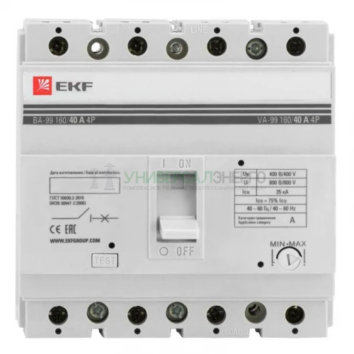 Выключатель автоматический 4п 160/40А 35кА ВА-99 PROxima EKF mccb99-160-40-4P