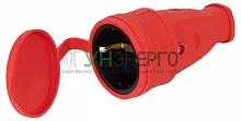 Розетка RX10-R-IP44 16А IP44 прямая с заземл. каучук красн. ЭРА Б0055419