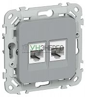 Розетка компьютерная 2-м СП FLITE РК5е-2-0-ФлС RJ45 кат.5E UTP механизм сер. IEK FI-K22-1-K03