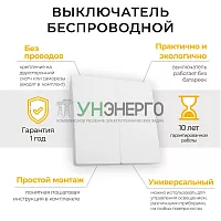 Выключатель беспроводной FERON, TM82 SMART, 230V, 500W, двухклавишный, белый 41129