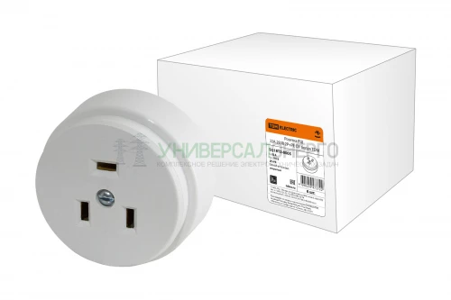 Розетка РШ 32А 250В 2Р+РЕ ОУ белая TDM