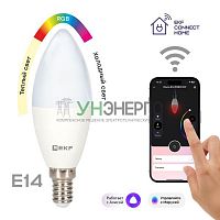 Лампа светодиодная Умная Connect 5Вт свеча RGBW E14 220-240В WIFI EKF slwf-e14-rgbw Лампа светодиодная Умная Connect 5Вт свеча RGBW E14 220-240В WIFI EKF slwf-e14-rgbw