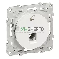 Розетка телефонная 1-м Odace RJ12 6 контакт. винт. зажимы механизм бел. SchE S52R497