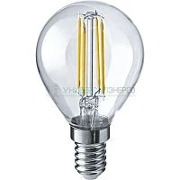 Лампа светодиодная филаментная 80 887 OLL-F-G45-08-230-4K-E14 8Вт шар прозрачная 4000К нейтр. бел. E14 800лм 220-240В ОНЛАЙТ 80887