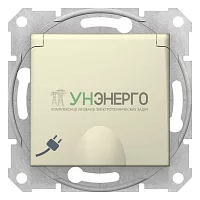 Розетка 1-м СП Sedna 16А IP20 250В с заземл. защ. шторки с крышкой механизм беж. SchE SDN3100147