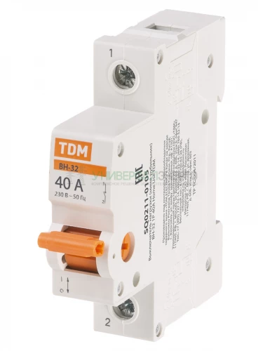 Выключатель нагрузки (мини-рубильник) ВН-32 1P 40A Home Use TDM фото 2