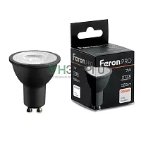 Лампа светодиодная Feron.PRO LB-1607 GU10 7W 175-265V 2700K  в черном корпусе 48954