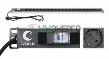 Блок розеток для 19дюйм шкафов PDU-16-20S-B вертик. 20 розеток Schuko 16А автомат защиты алюм. корпус шнур с вилкой Schuko 2м Cabeus 9551c Блок розеток для 19дюйм шкафов PDU-16-20S-B вертик. 20 розеток Schuko 16А автомат защиты алюм. корпус шнур с вилкой Schuko 2м Cabeus 9551c