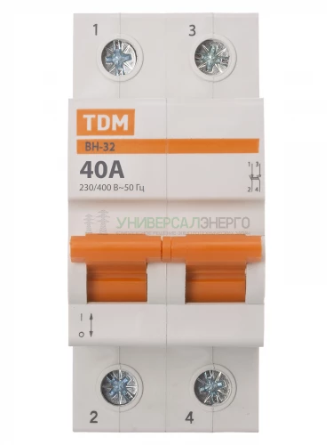 Выключатель нагрузки (мини-рубильник) ВН-32 2P 40A Home Use TDM фото 3