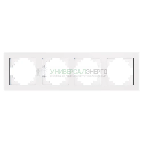Рамка 4-местная, стекло, STEKKER, GFR00-7004-01, серия Катрин, белый 39257