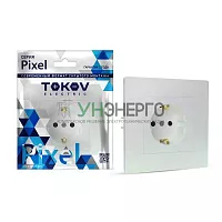 Розетка 1-м СП Pixel 16А IP20 с заземл. защ. шторки в сборе перламутр. TOKOV ELECTRIC TKE-PX-R1FZSF-C04