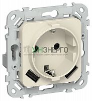 Розетка 1-м СП FLITE РСЮша11-1-ФлСл 16А с USB A+A 3.1А с заземл. с защ. шторками безвинтовое крепление механизм сливочный IEK FI-R14-16-1-U21-D31-K86 Розетка 1-м СП FLITE РСЮша11-1-ФлСл 16А с USB A+A 3.1А с заземл. с защ. шторками безвинтовое крепление механизм сливочный IEK FI-R14-16-1-U21-D31-K86