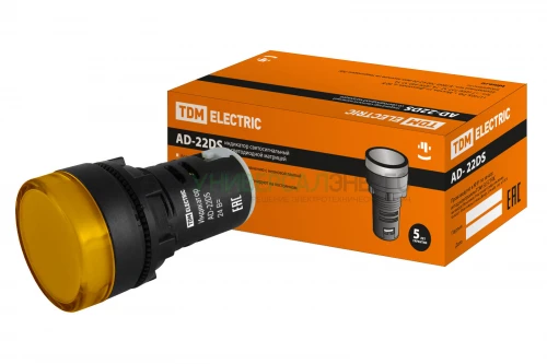 Лампа AD-22DS(LED)матрица d22мм желтый 24В AC/DC TDM
