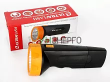 Фонарь аккумуляторный LED3829 9LED аккум. SLA 220В пластик. черн./желт. (кор.) Ultraflash 11240