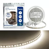 Светодиодная LED лента Feron LS501, 120SMD(2835)/м 11Вт/м 24V 5000*8*1.22мм 4000К 41057