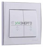 Переключатель проходной 2-кл. СП Rain 10А IP20 с хром. боковой вставкой бел. LEZARD 703-0225-106