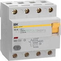 Выключатель дифференциального тока (УЗО) 4п 32А 30мА 6кА тип A ВД3-63 KARAT IEK MDV21-4-032-030