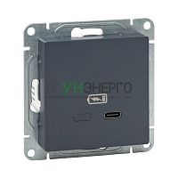 Розетка СП Эпика USB-C быстрая механизм графит EKF UP1-SOG-USBCF Розетка СП Эпика USB-C быстрая механизм графит EKF UP1-SOG-USBCF