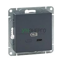 Розетка СП Эпика USB-C быстрая механизм графит EKF UP1-SOG-USBCF Розетка СП Эпика USB-C быстрая механизм графит EKF UP1-SOG-USBCF